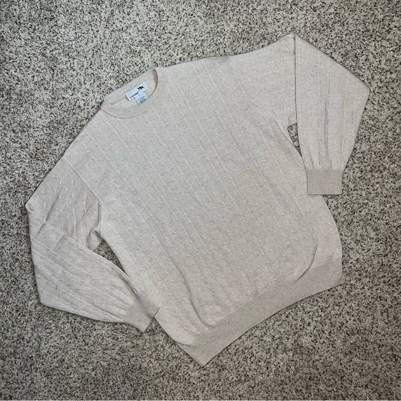 I Levrieri Italian Cashmere and Silk Minimalist Sweater Men’s XL Beige/Cream - Picture 4 of 7